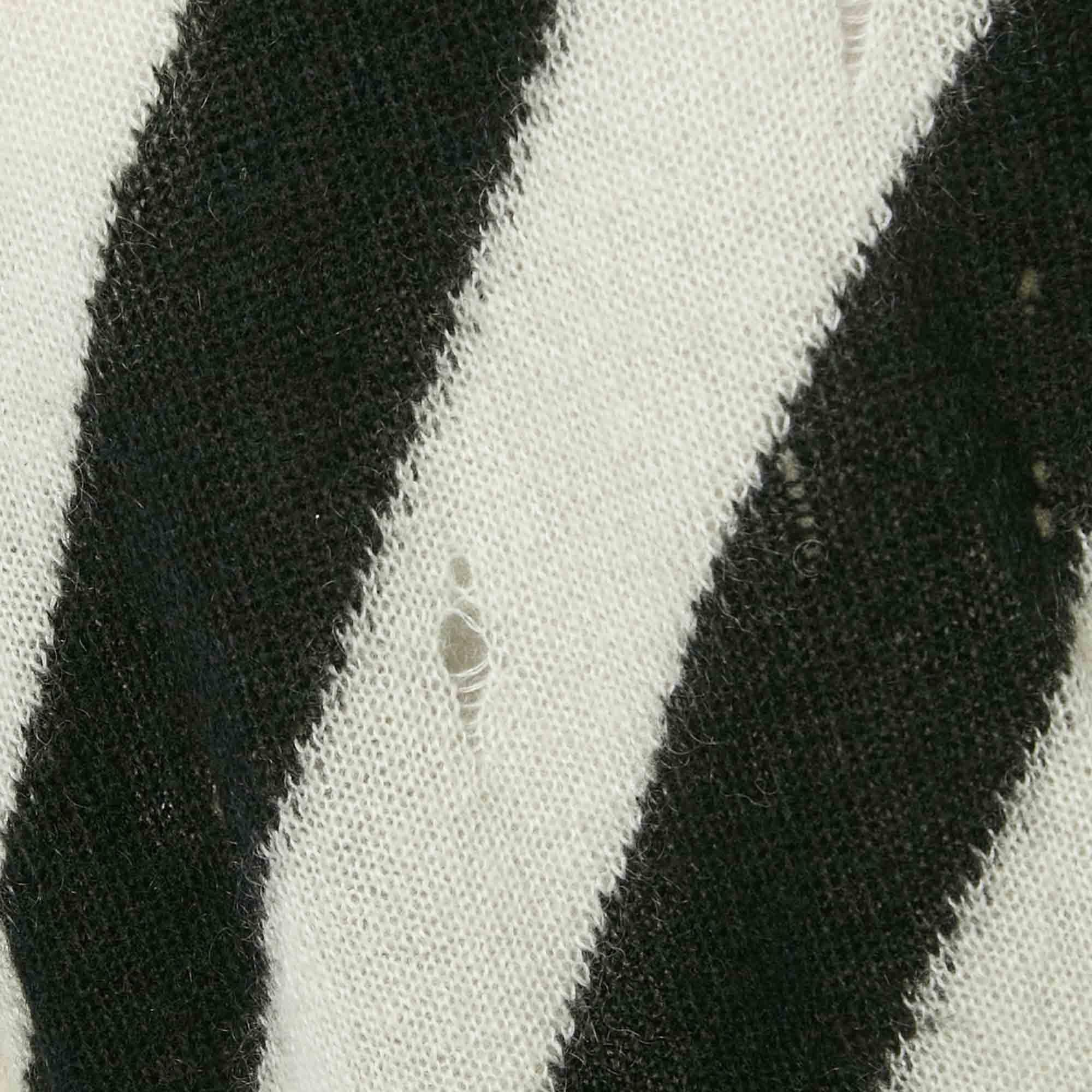 Off-White Black/White Diag Ribbed Mohair Sweater M In New Condition For Sale In Dubai, Al Qouz 2