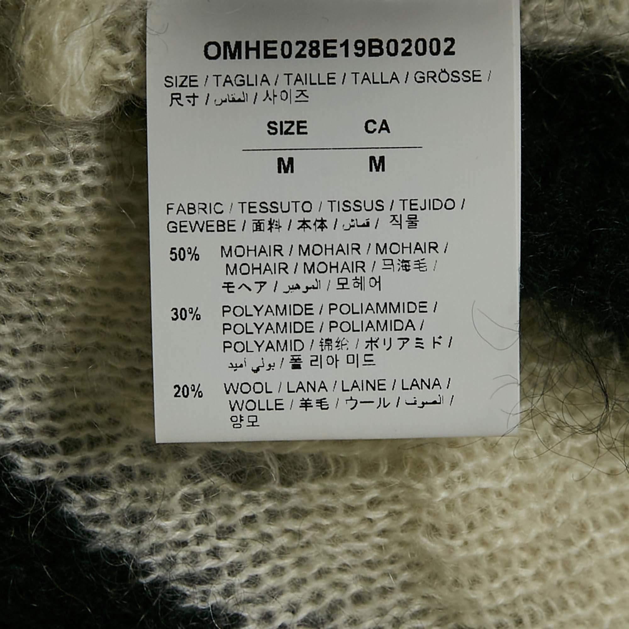 Off-White Black/White Diag Ribbed Mohair Sweater M For Sale 1