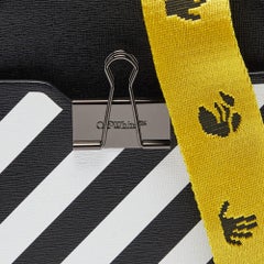Off-White Black/White Diagonal Striped Leather Round Crossbody Bag