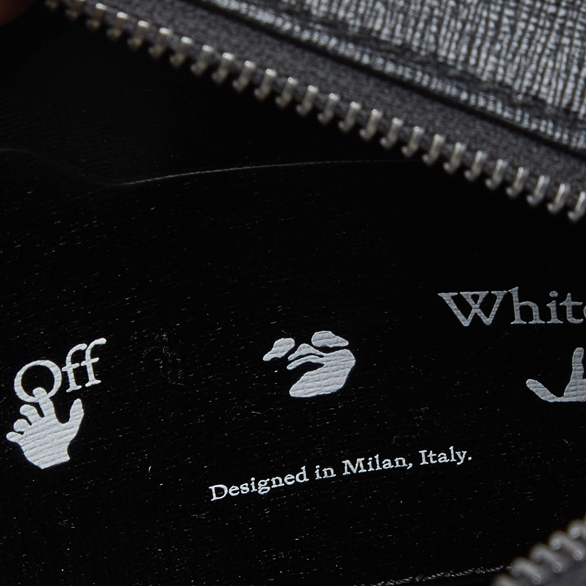Off-White Black/White Diagonal Striped Leather Round Crossbody Bag 3