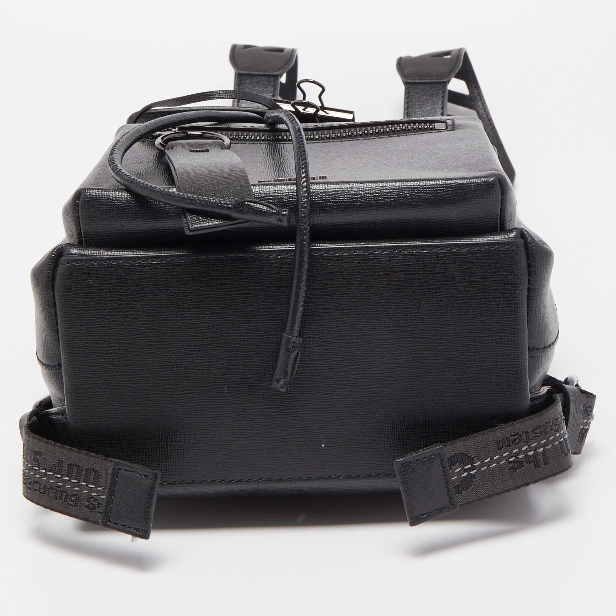 Off-White Black/White Leather Diag Drawstring Backpack 1