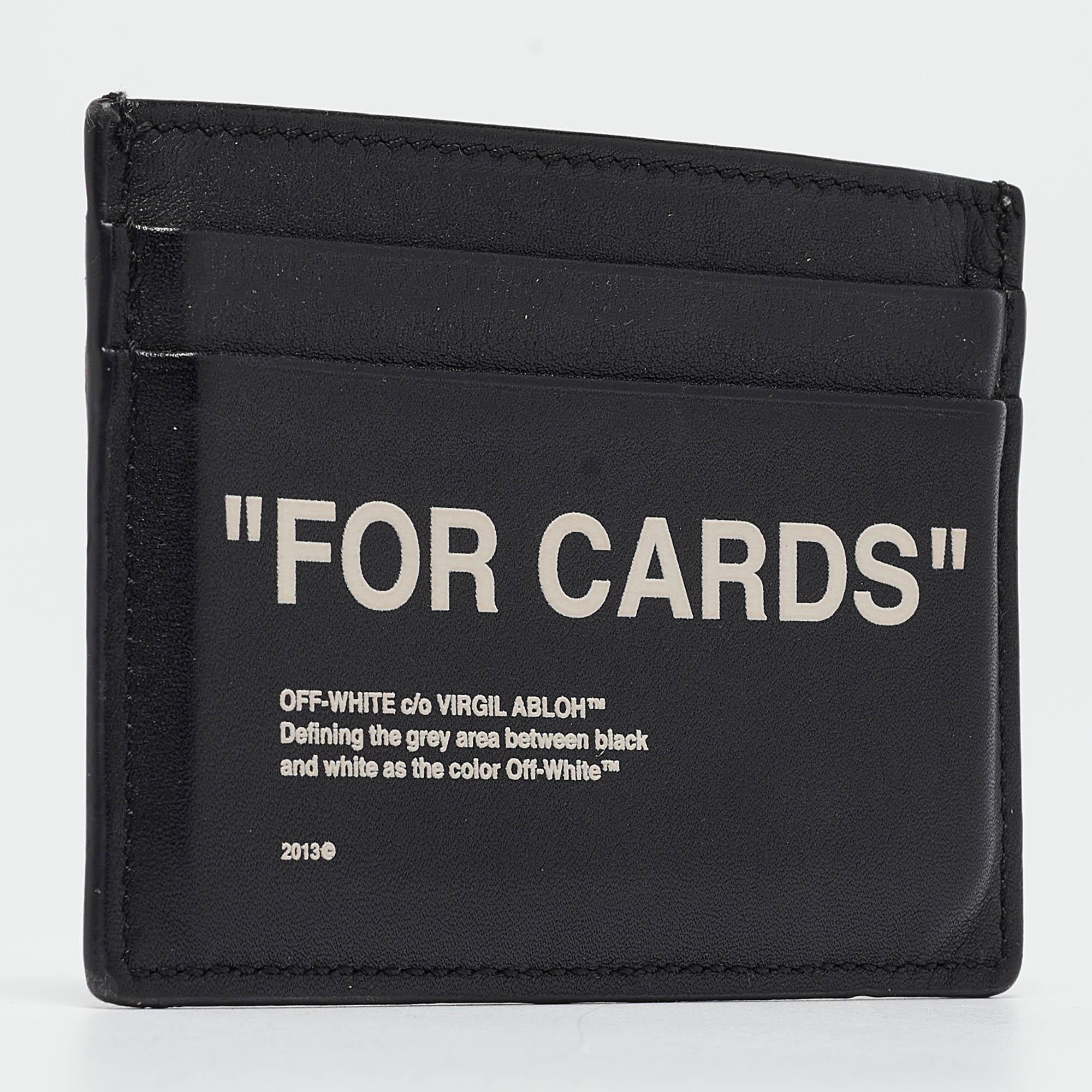 Off-White Black/White Leather Slogan Card Holder In Good Condition In Dubai, Al Qouz 2