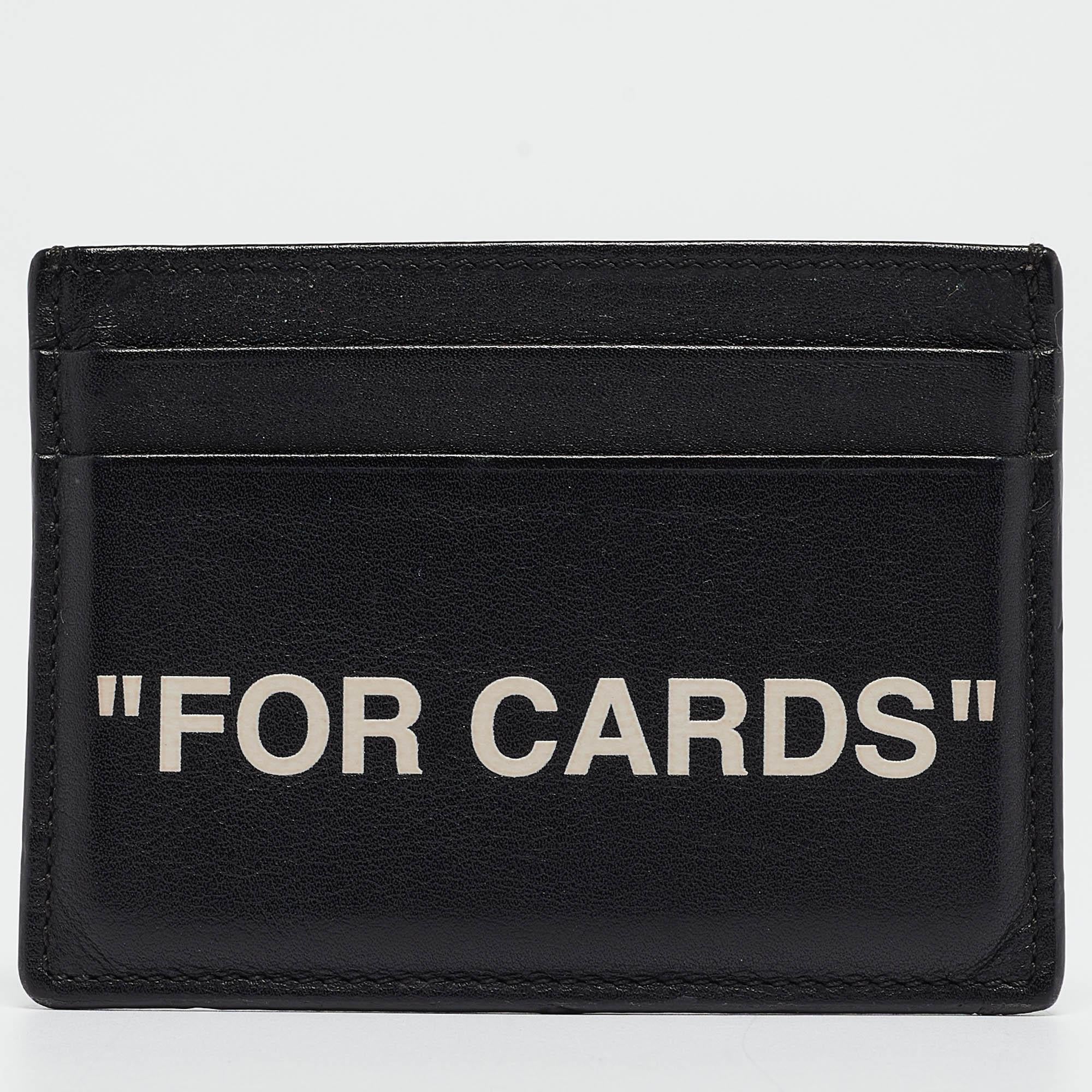 Men's Off-White Black/White Leather Slogan Card Holder
