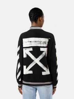 Off-White Black Wool Logo Print Bomber Jacket Size M