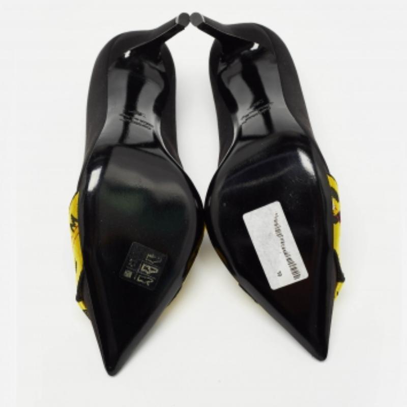 De las mujeres Off-White Bombas de satén negro/amarillo y lona con logotipo Talla 39 en venta