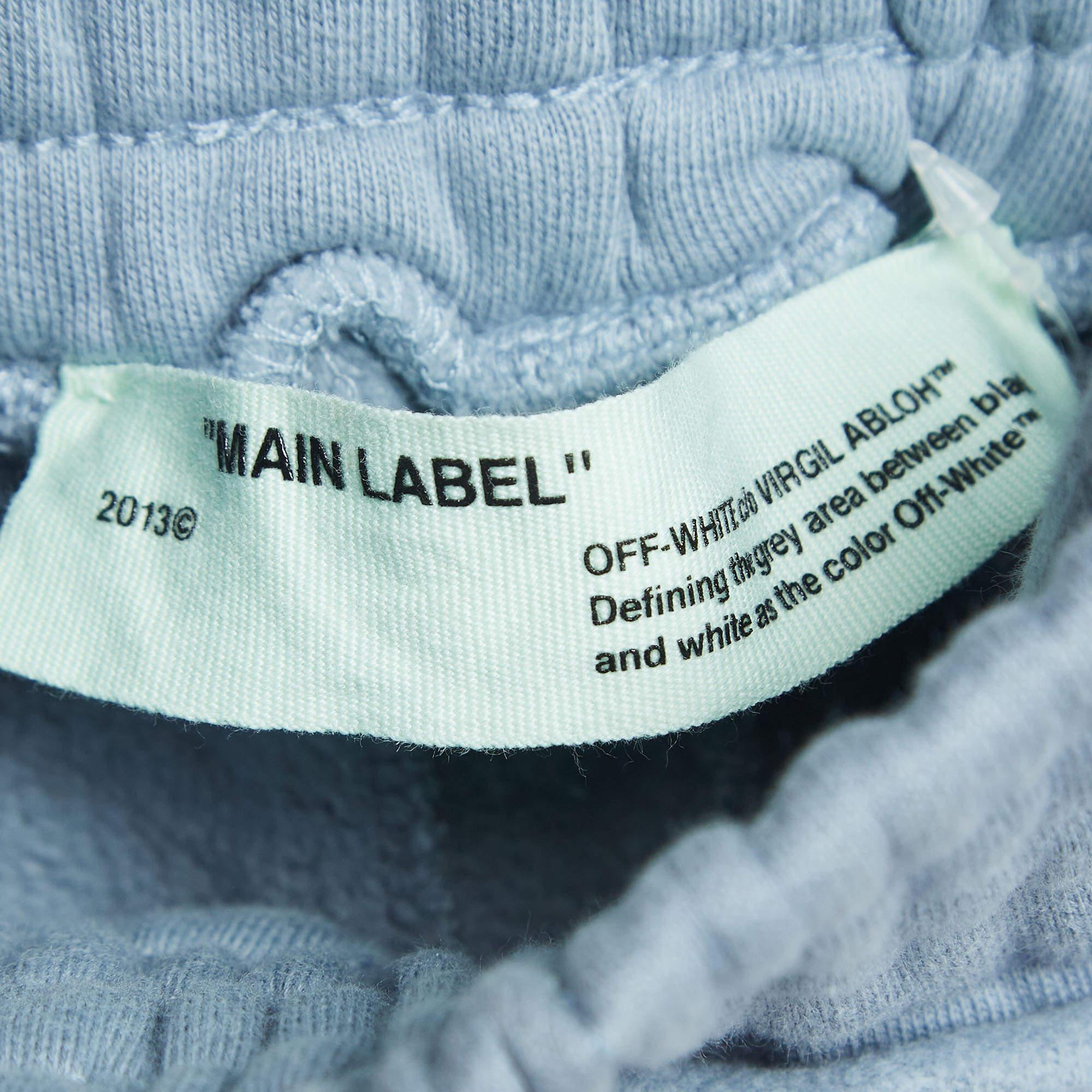 Women's Off-White Blue Cotton Wide Leg Sweatpants XXS For Sale