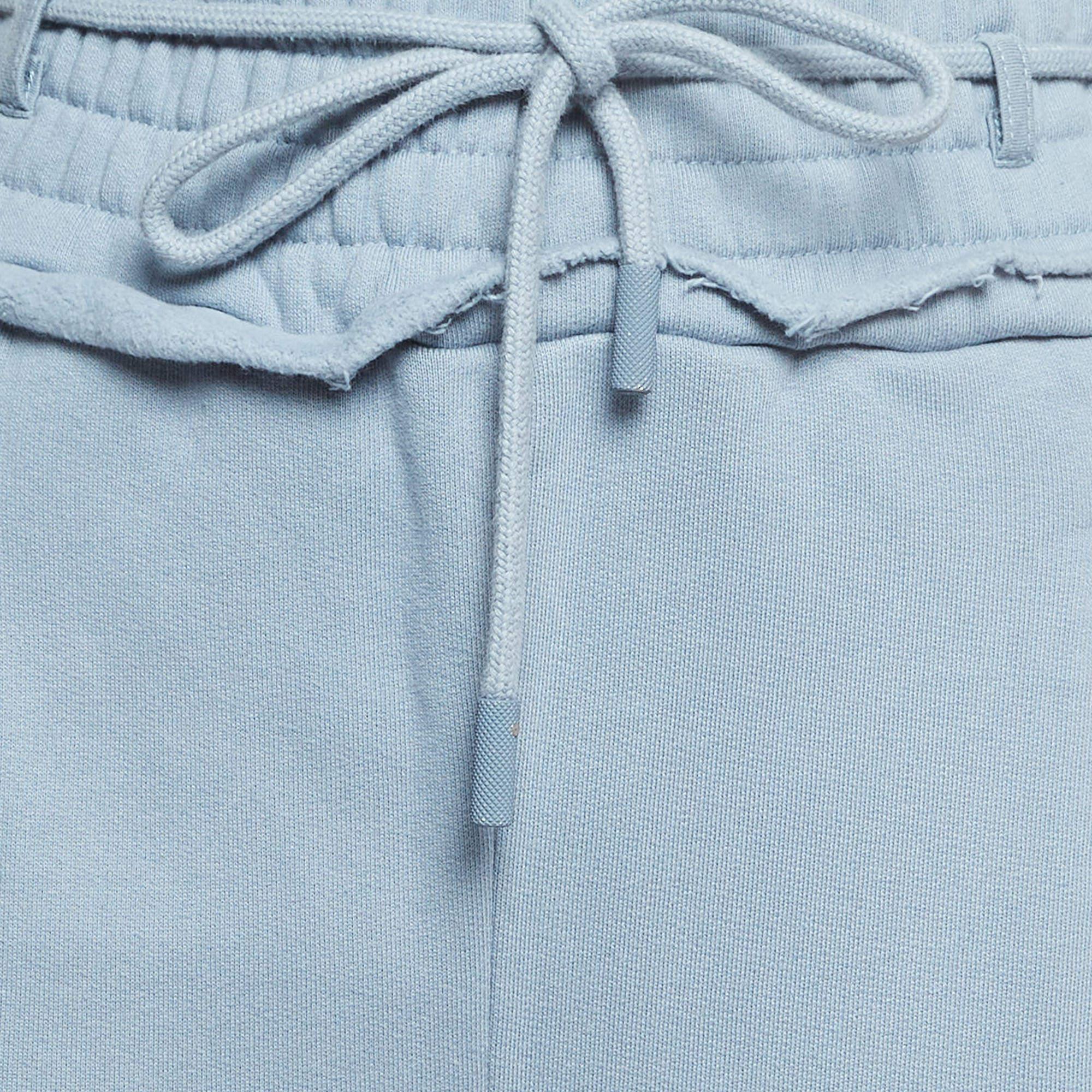 Women's Off-White Blue Cotton Wide Leg Sweatpants XXS For Sale