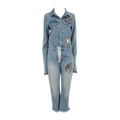 Off-White Blauer Denim-Overall aus Denim mit Paillettenverzierung Größe M