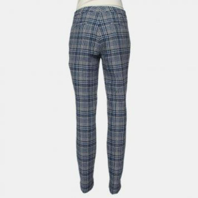 Gray Off-White Blue & Grey Patterned Wool Zip Detail tapered Leg Pants M For Sale