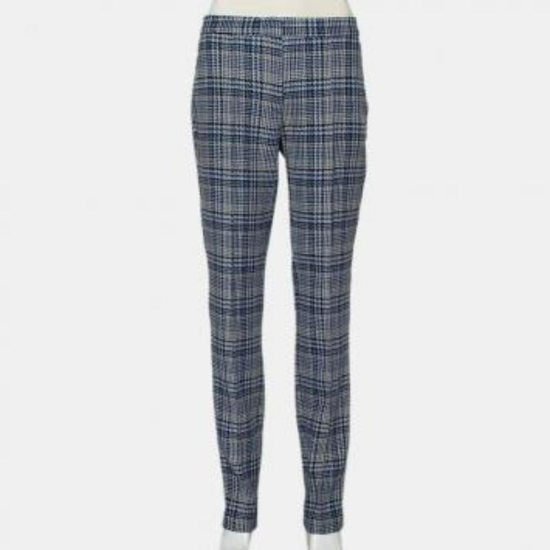 Women's Off-White Blue & Grey Patterned Wool Zip Detail tapered Leg Pants M For Sale