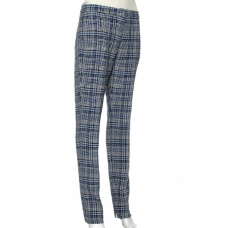 Off-White Blue & Grey Patterned Wool Zip Detail tapered Leg Pants M For Sale 1