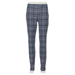 Off-White Blue & Grey Patterned Wool Zip Detail tapered Leg Pants M
