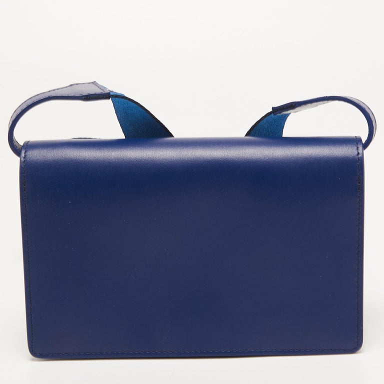 OffWhite Blue Leather Jitney Flap Crossbody Bag For Sale at 1stDibs