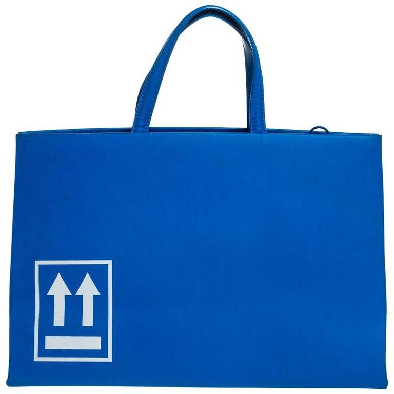 OffWhite Blue Leather Medium Box Tote at 1stDibs