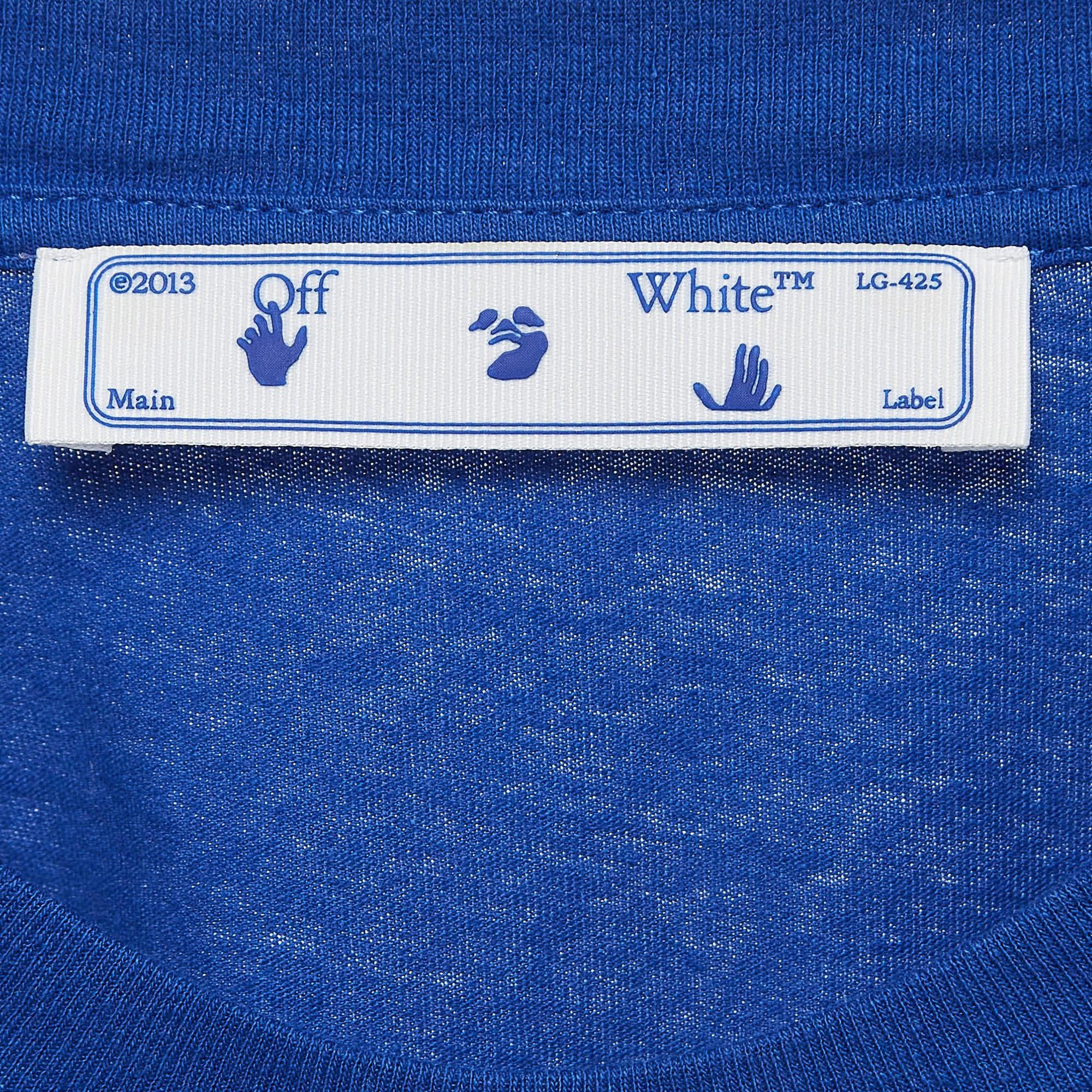 Off-White Blaues T-Shirt aus Baumwolle mit Logodruck XL Herren im Angebot