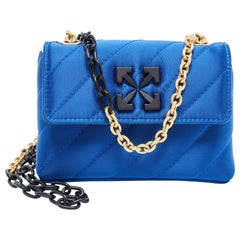 Off-White Blue Quilted Satin Jackhammer 17 Shoulder Bag