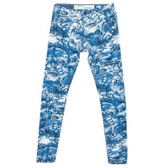 Off-White Blue Tapestry Pattern Printed Denim Skinny Jeans S