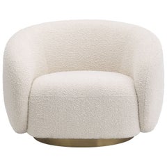 off Tessuto bouclé bianco con finiture in ottone Poltrona girevole