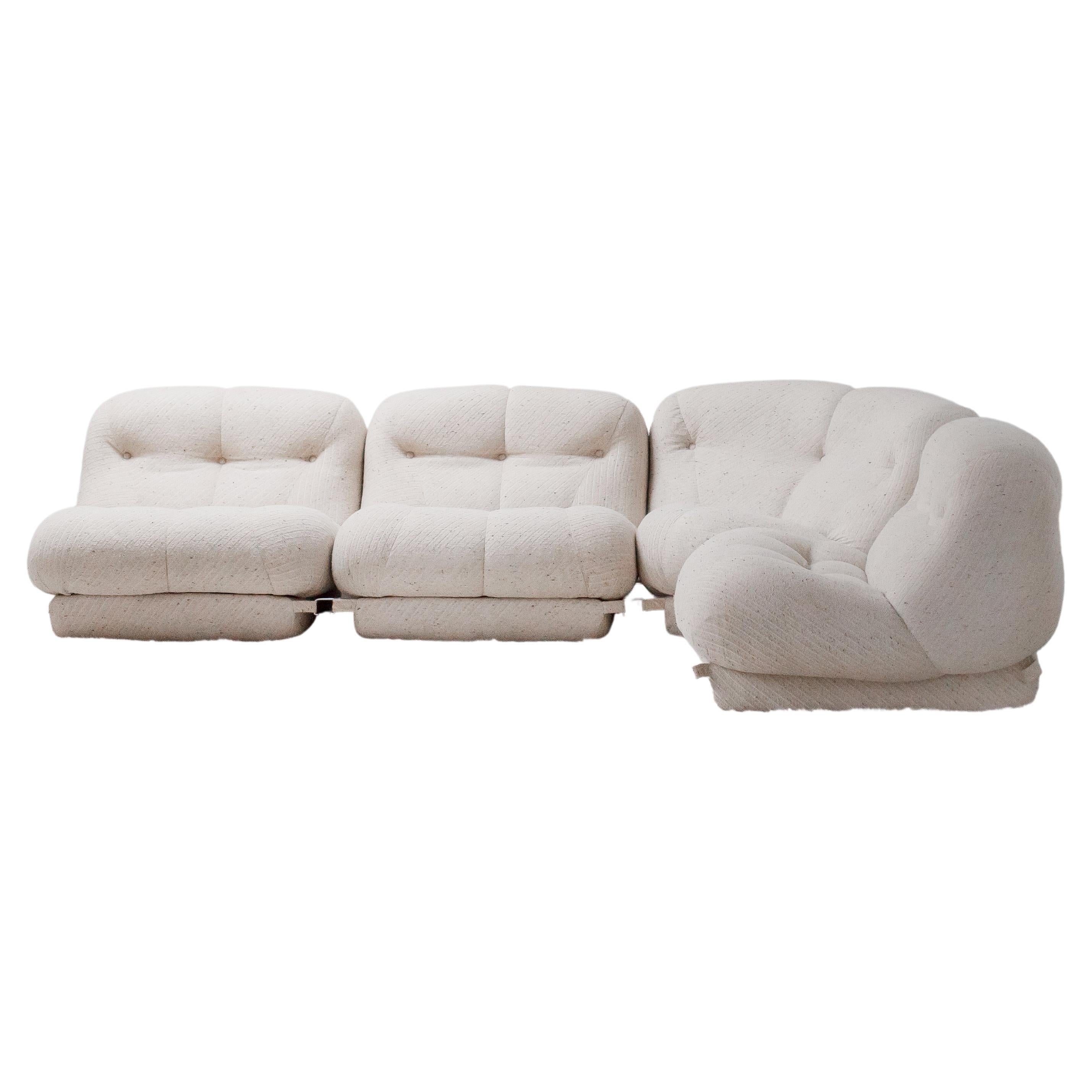 off White Boucle Sectional Corner Nuvolone Sofa by Rino Maturi, 1970s