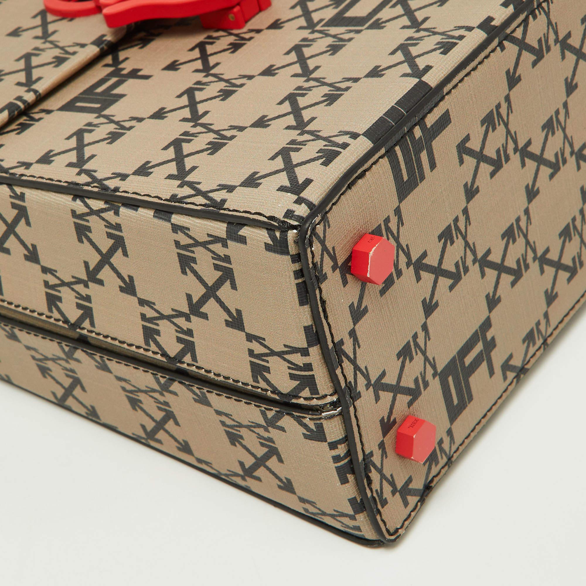 Off-White Brown/Black Chuck Signature Coated Canvas Box Bag In Excellent Condition In Dubai, Al Qouz 2