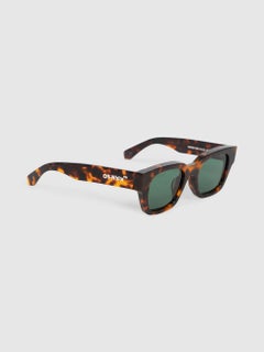 Off-White Brown Square Green Lens Sunglasses