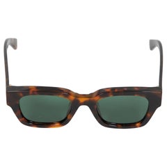 Off-White Brown Square Green Lens Sunglasses