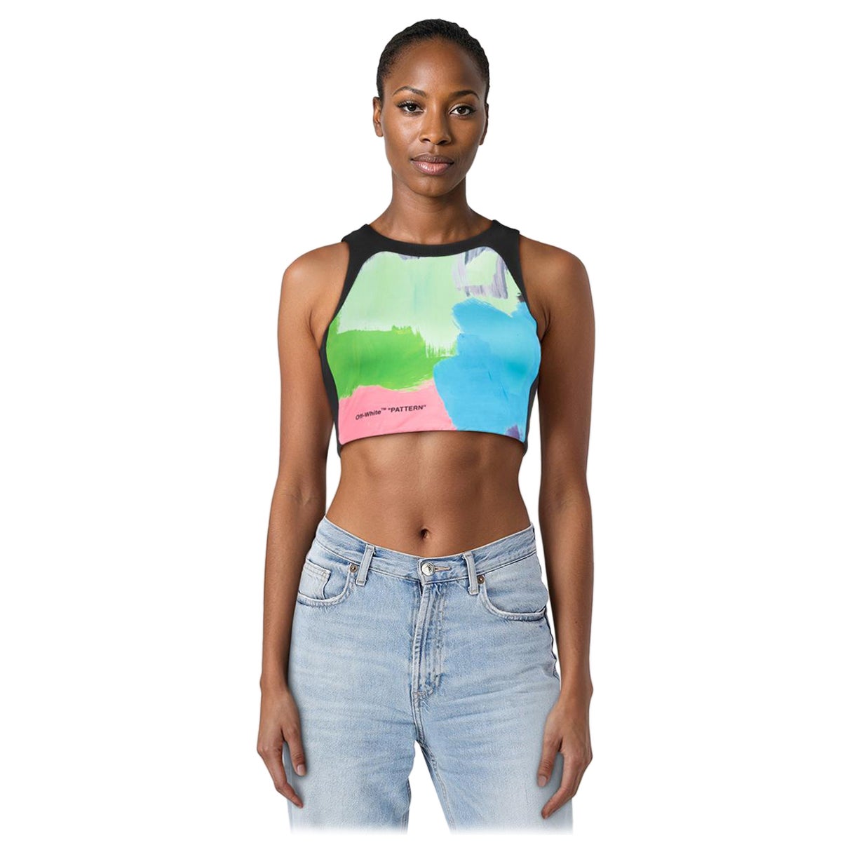 Off-White Brush Stroke Pattern Crop Top Talla S en venta