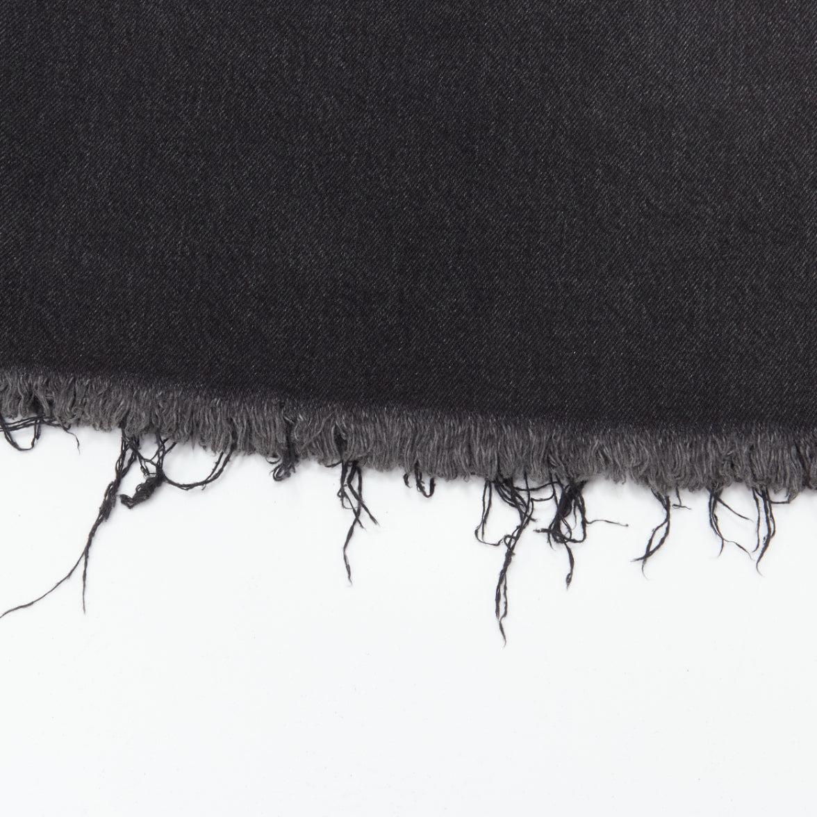 Women's OFF WHITE C/O VIRGIL ABLOH black denim logo pin frayed hem wide culotte jeans XS For Sale
