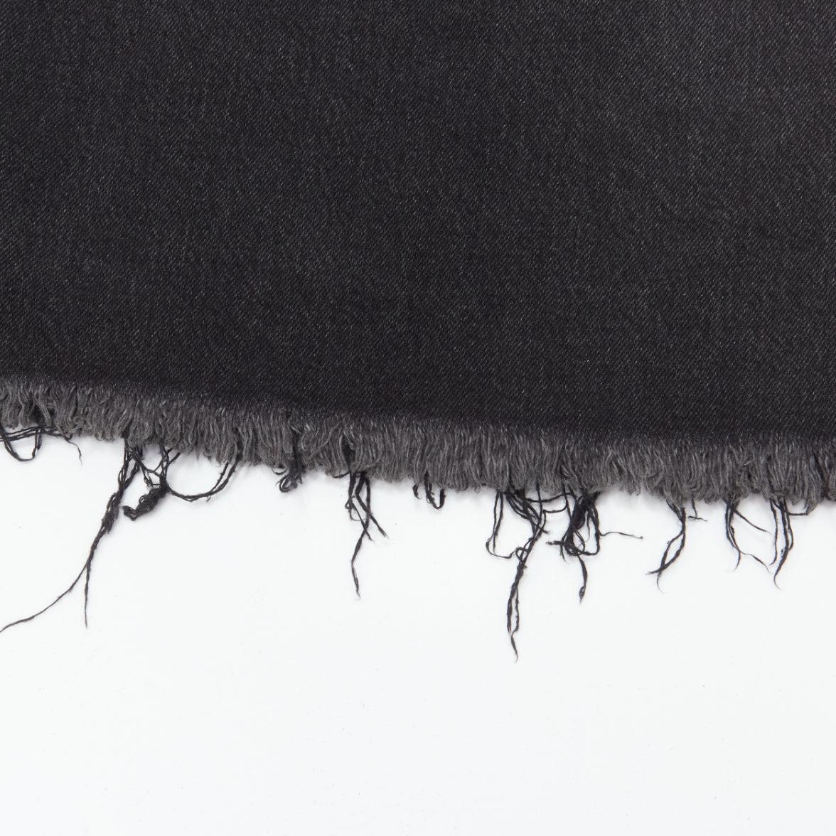 OFF WHITE C/O VIRGIL ABLOH black denim logo pin frayed hem wide culotte jeans XS For Sale 1