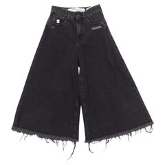 OFF WHITE C/O VIRGIL ABLOH jeans neri in denim con logo e orlo sfrangiato XS