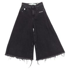 OFF WHITE C/O VIRGIL ABLOH jeans neri in denim con logo e orlo sfrangiato XS