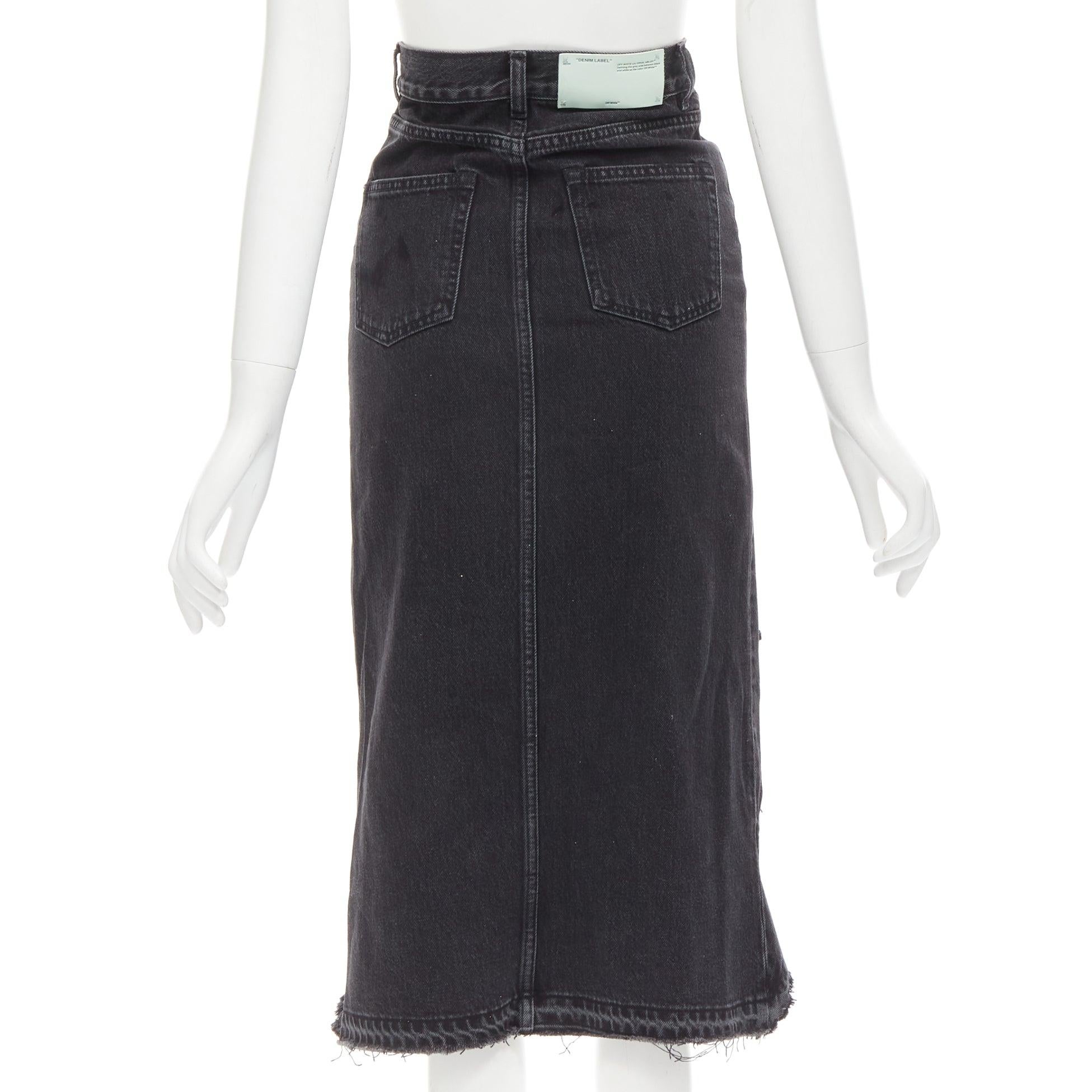 Women's OFF WHITE C/O VIRGIL ABLOH black denim wrap front high low skirtS For Sale