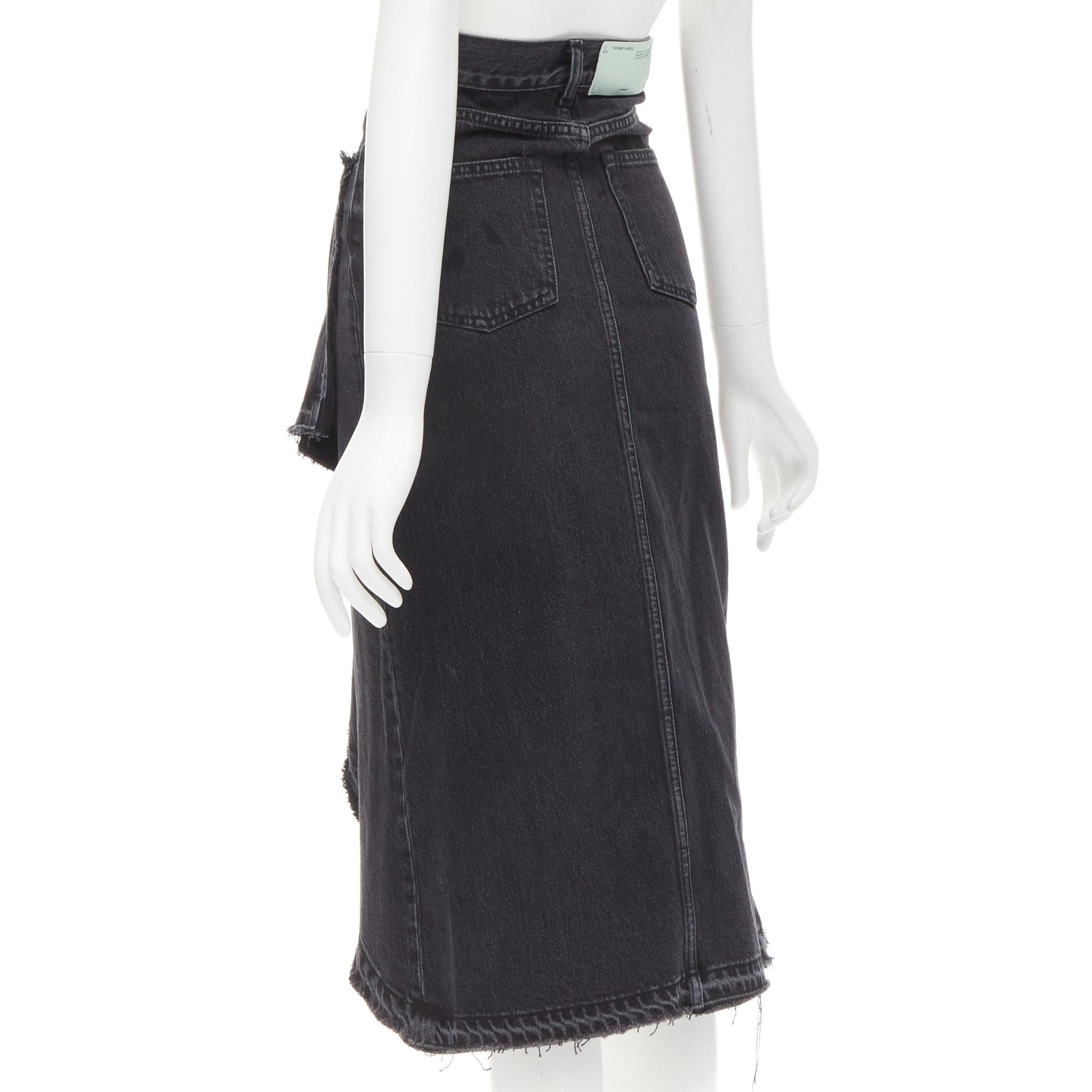 OFF WHITE C/O VIRGIL ABLOH black denim wrap front high low skirtS For Sale 1