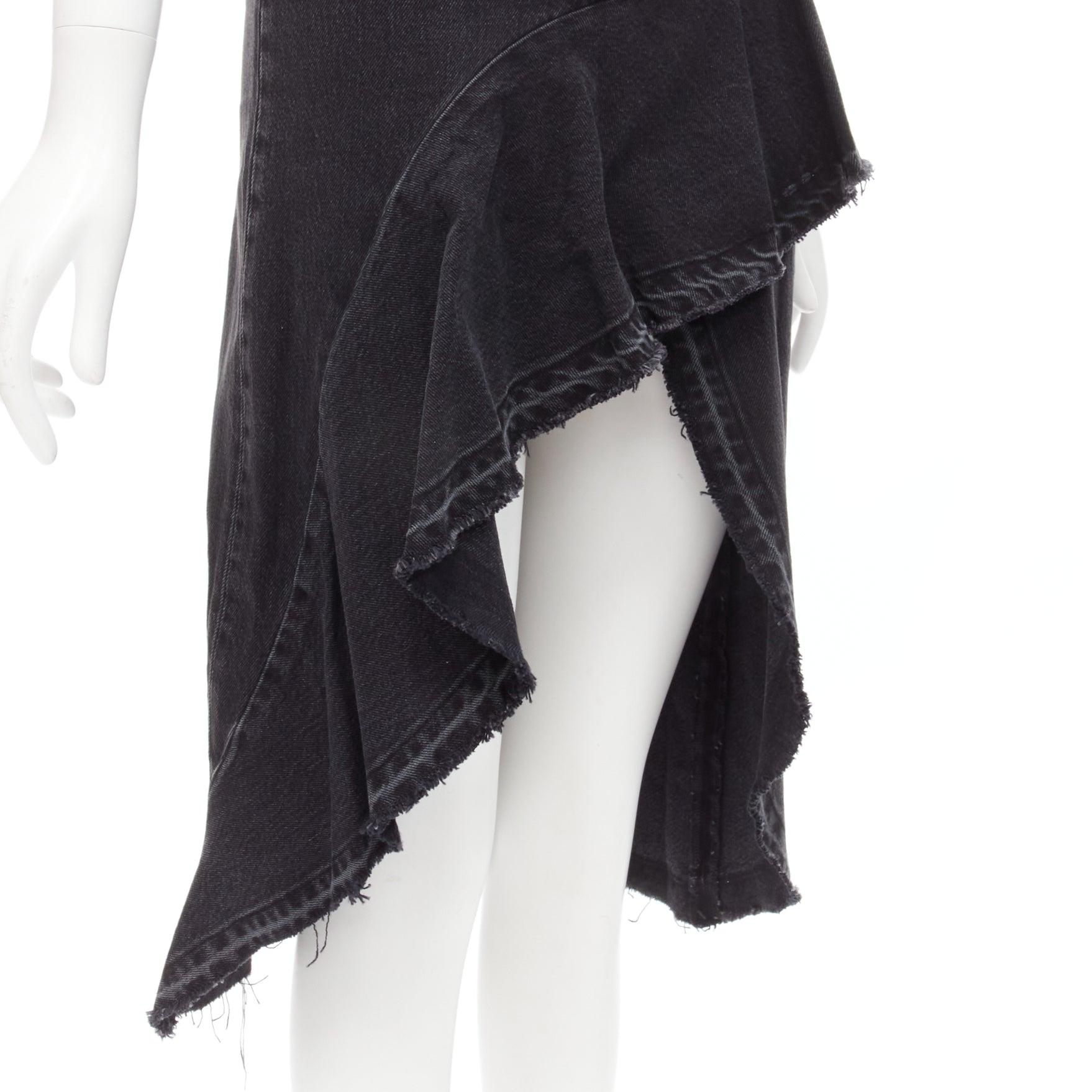 OFF WHITE C/O VIRGIL ABLOH black denim wrap front high low skirtS For Sale 3