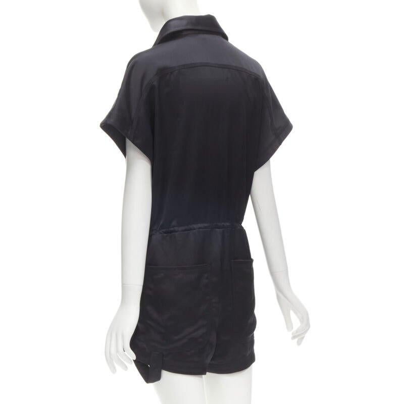 Women's OFF WHITE C/O VIRGIL ABLOH black logo mechanic pocket boxy romper IT40 S For Sale