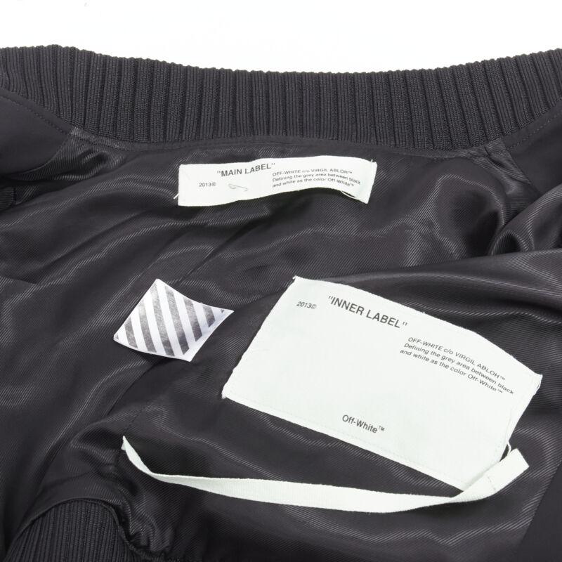 OFF WHITE C/O VIRGIL ABLOH black rose floral embroidery logo bomber jacket XS 5