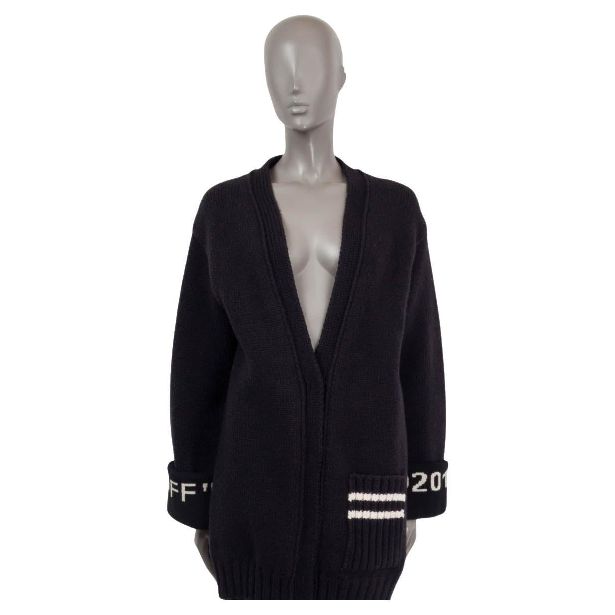 OFF-WHITE c/o VIRGIL ABLOH black wool 2013 POCKET Cardigan Sweater 40 M For Sale