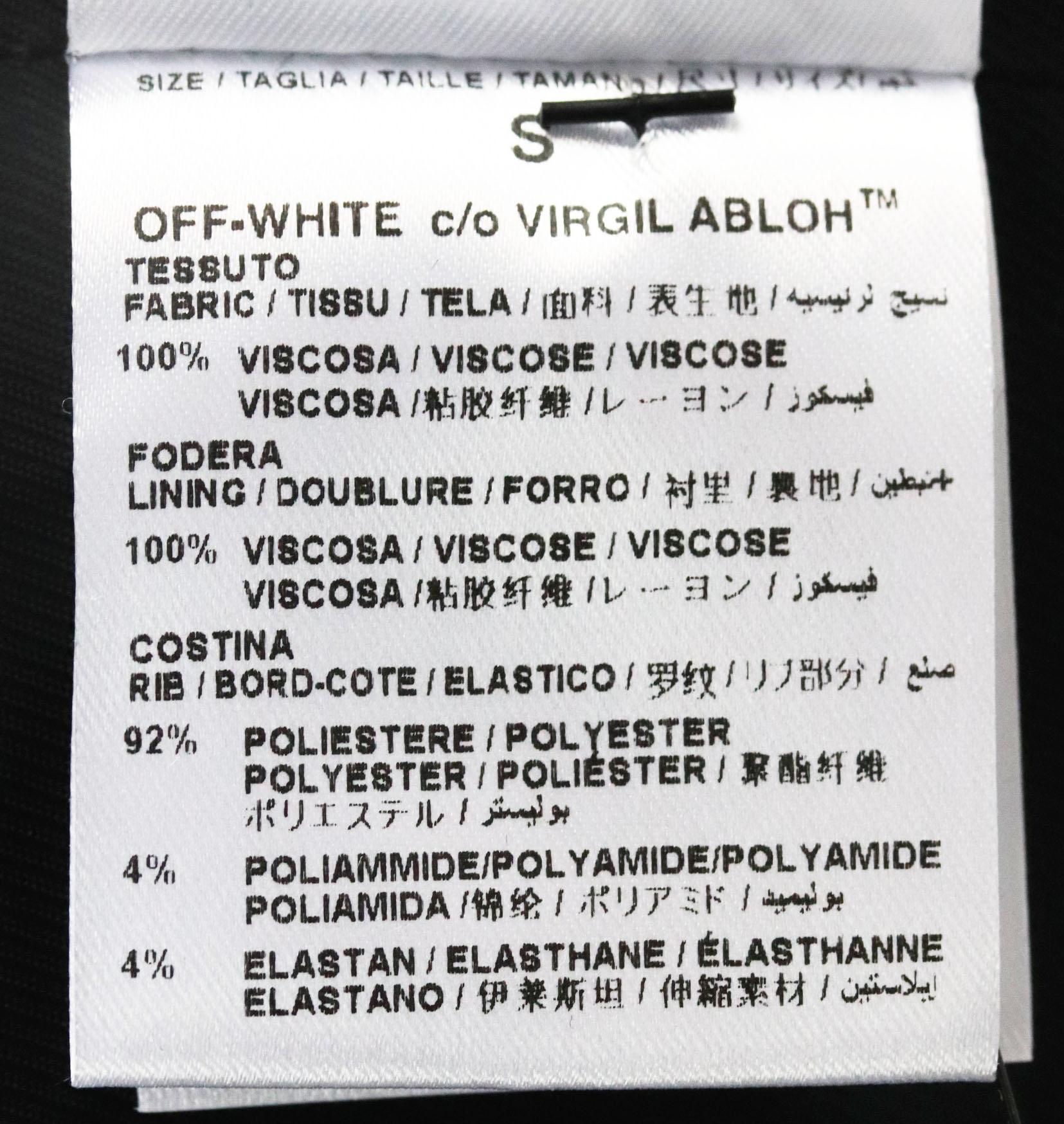 Black Off-White C/O Virgil Abloh Embroidered Satin Bomber Jacket Small