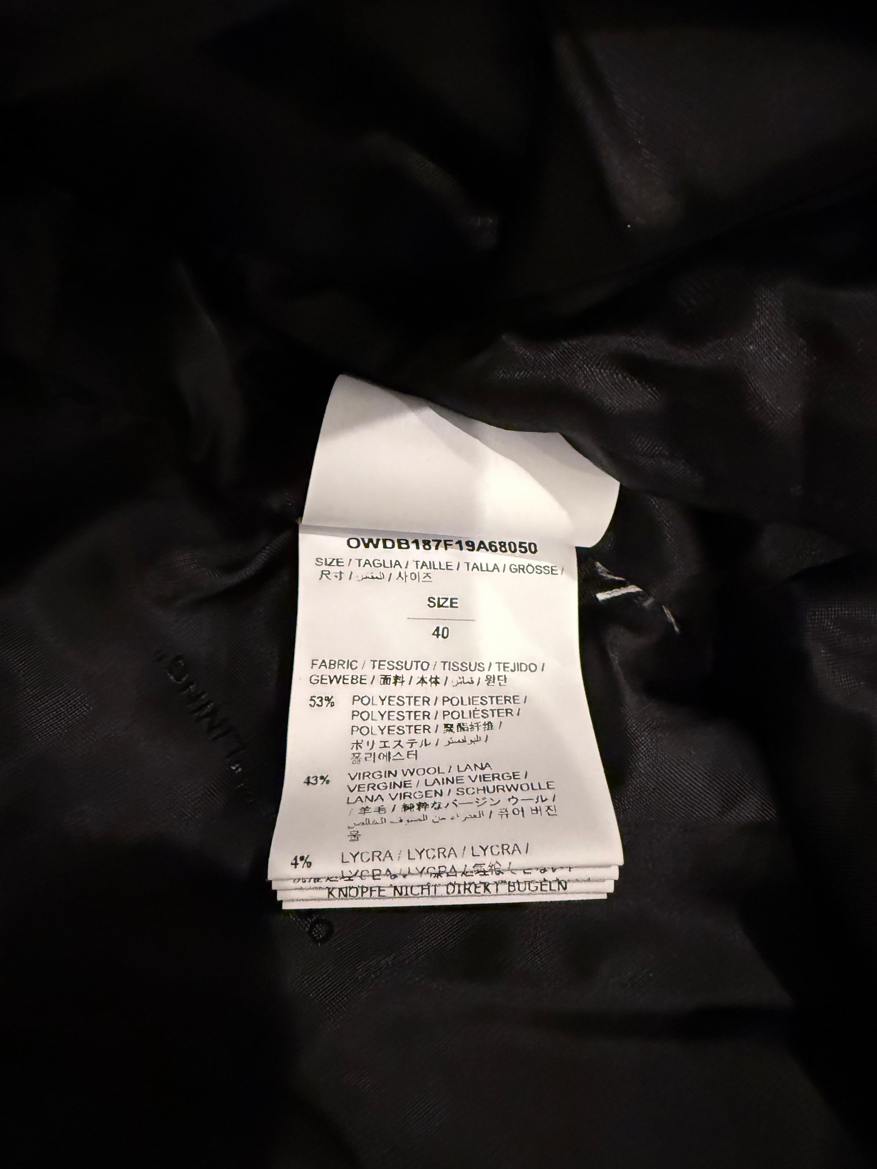 Off-White c/o Virgil Abloh FW19 Black Asymmetric Belted Blazer Dress Size IT 40 For Sale 6