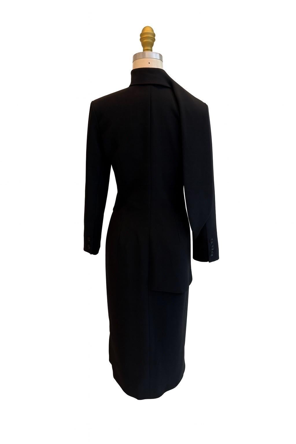 Women's Off-White c/o Virgil Abloh FW19 Black Asymmetric Belted Blazer Dress Size IT 40 For Sale