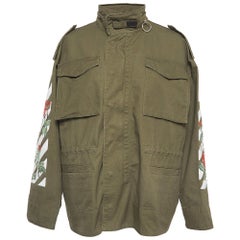 Off-White c/o Virgil Abloh Green Embroidered Cotton Parka Jacket M
