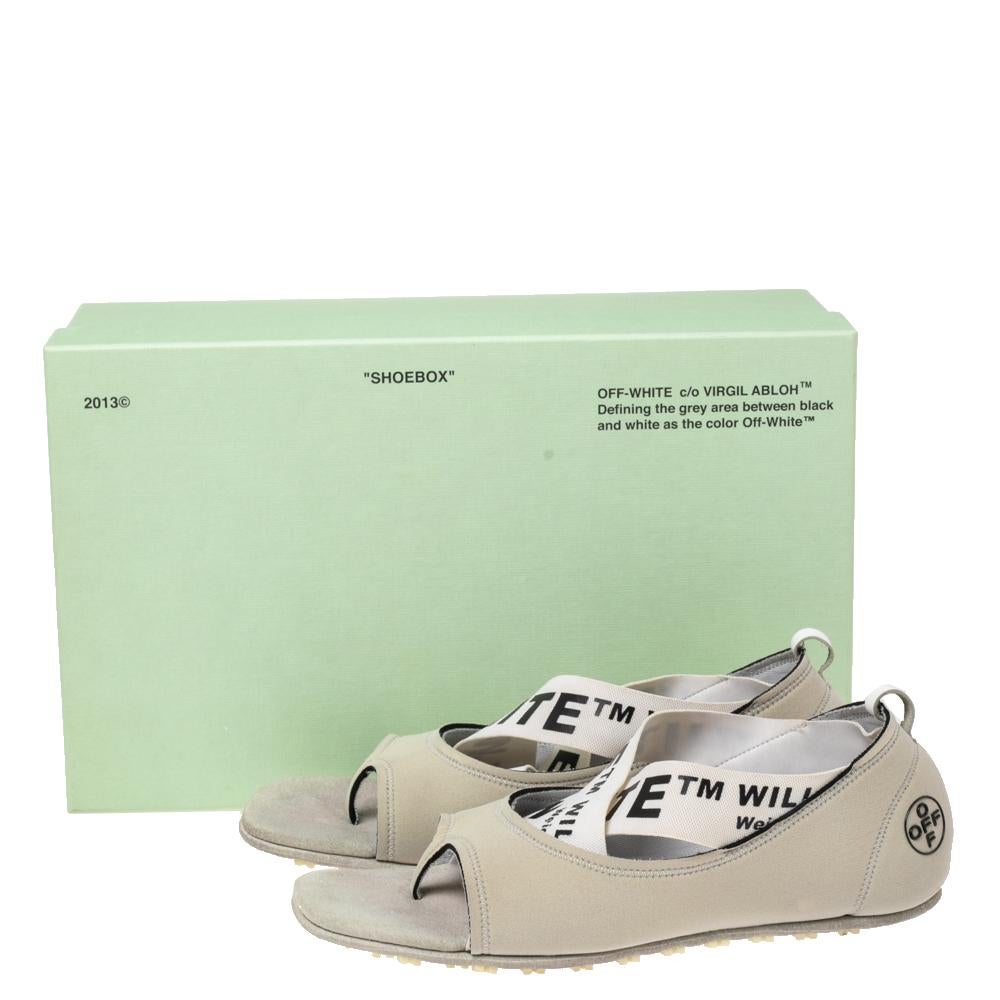 Women's Off-White c/o Virgil Abloh Grey Fabric Yoga Flats Size 37