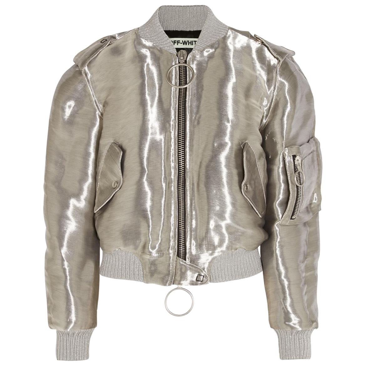 Off-White c/o Virgil Abloh Metallic Taffeta Bomber Jacket 