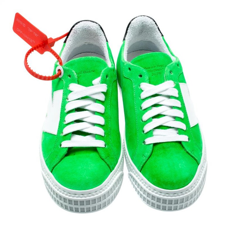 Off-White C/O Virgil Abloh Neon Suede Arrow Sneakers Size Sale at 1stDibs | off white neon green