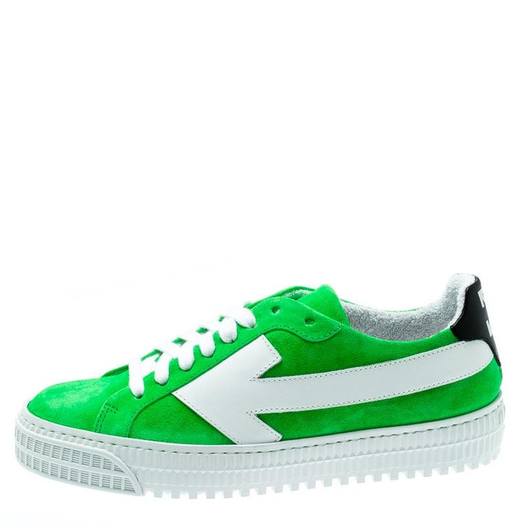 Off-White C/O Virgil Abloh Neon Green Suede Arrow Sneakers Size 36 For Sale  at 1stDibs | off white neon green shoes, off white neon core, off white  neon green