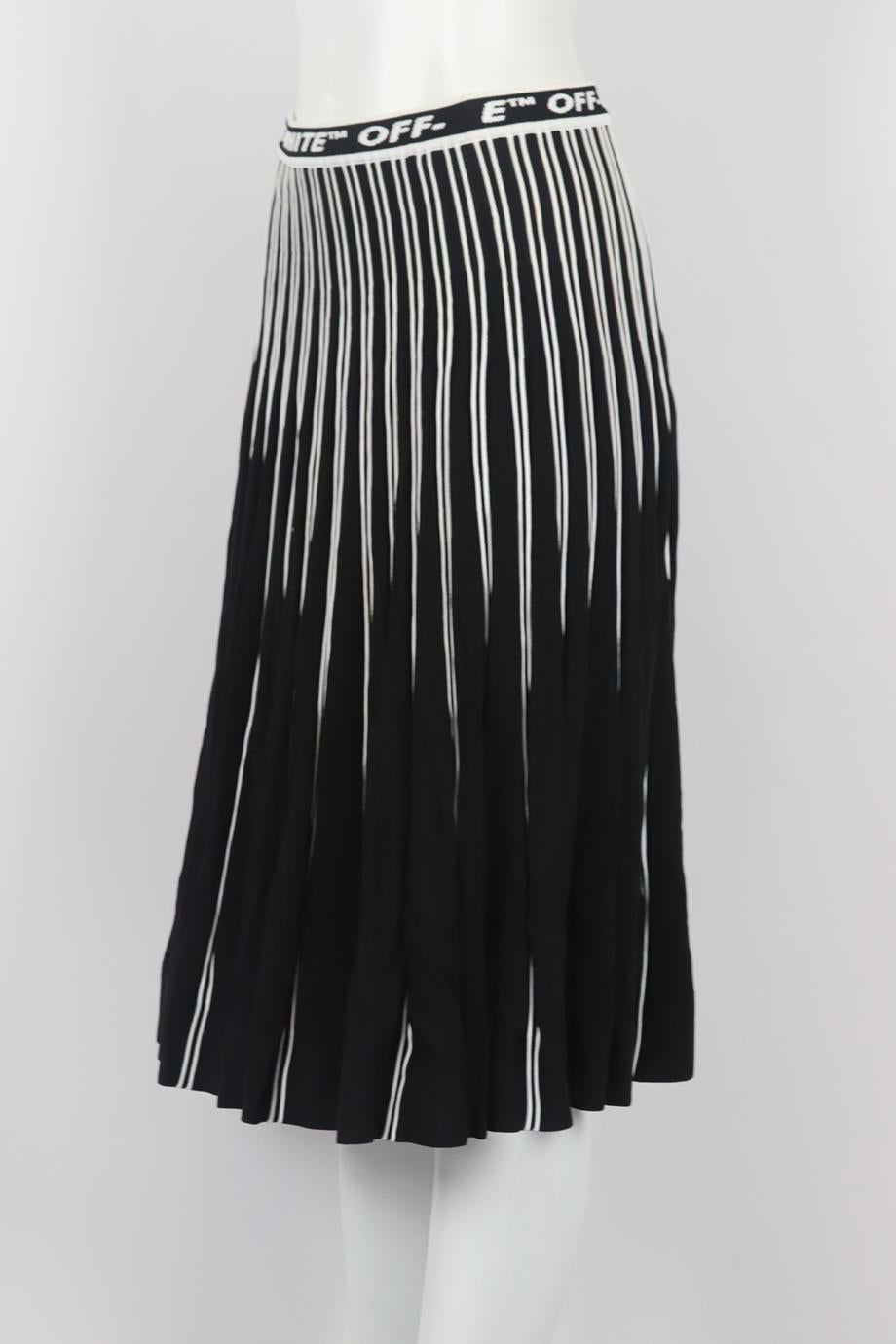 Black Off-white C/o Virgil Abloh Pleated Jacquard Knit Midi Skirt Small