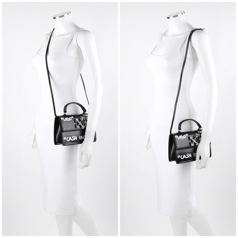 OFF-WHITE 0.7 Jitney Bag CASH INSIDE Off White Black in Leather with  Silver-tone - US