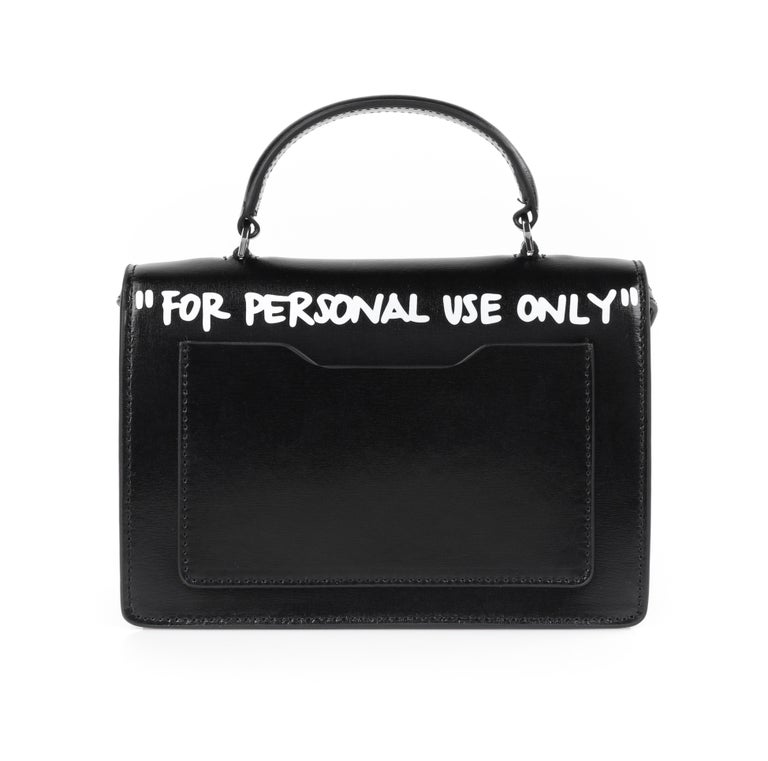 blvckd0pe wearing fw19 women's Off-White™ Jitney bag with CASH INSIDE  text print
