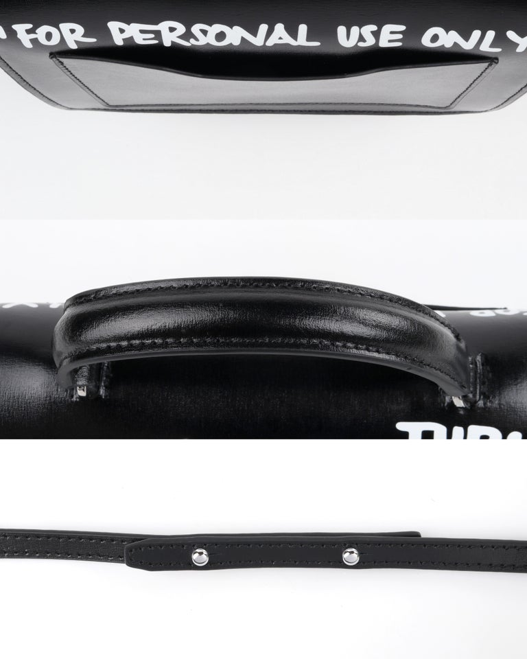 OFF-WHITE c.2019 Jitney 1.4” Black Leather White 'Cash Inside