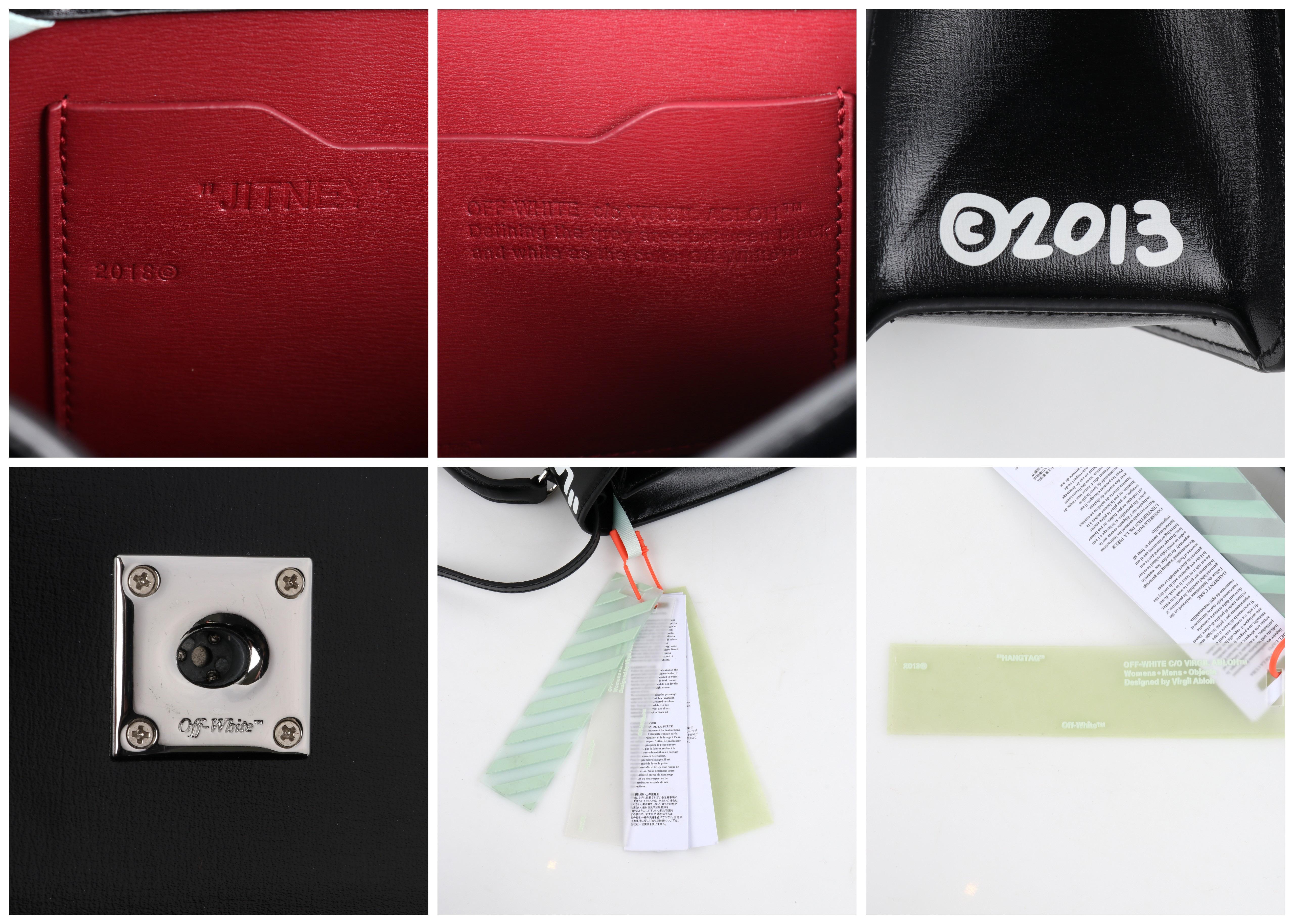 OFF-WHITE c.2019 Jitney 1.4 Negro Cuero Blanco Efectivo Interior Graffiti Bolso NWT en venta 11
